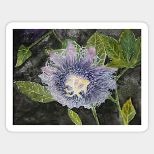 purple passion flower painting Sticker